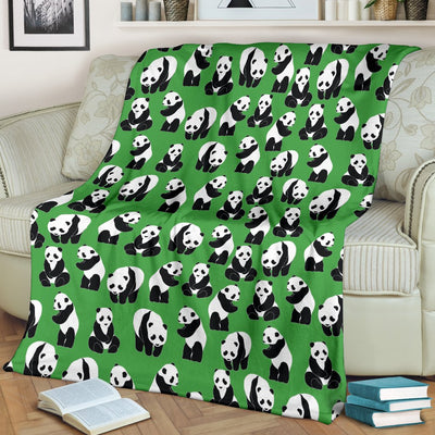 Panda Bear Pattern Themed Print Fleece Blanket