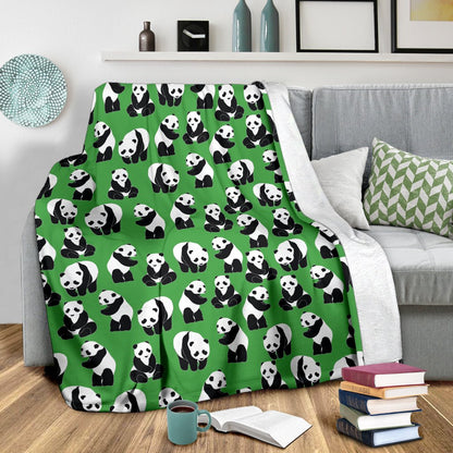 Panda Bear Pattern Themed Print Fleece Blanket