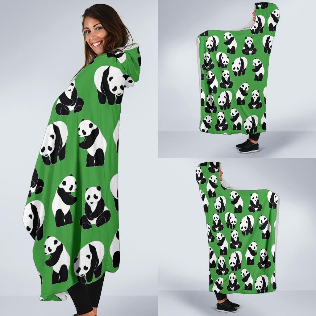 Panda Bear Pattern Themed Print Hooded Blanket-JTAMIGO.COM