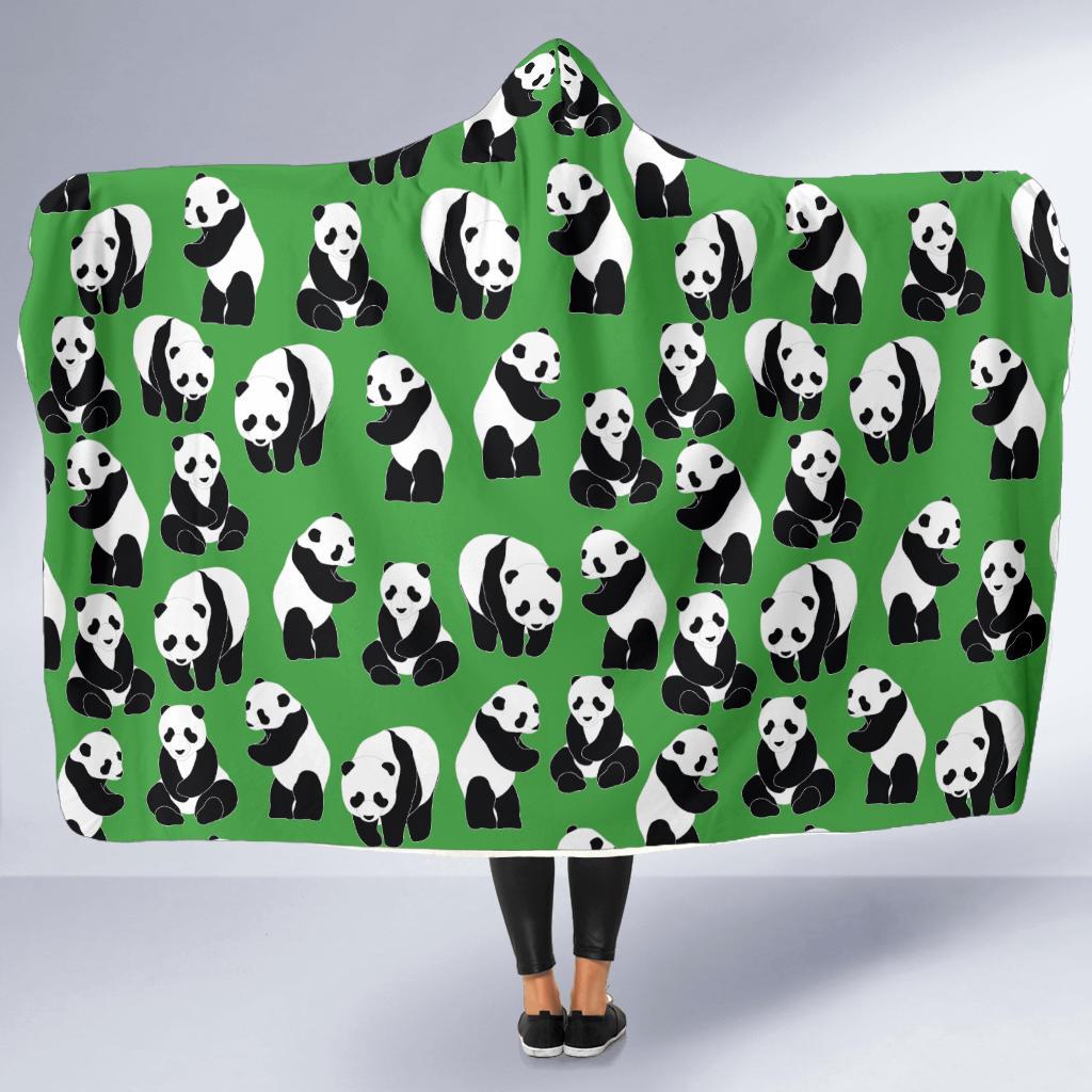 Panda Bear Pattern Themed Print Hooded Blanket-JTAMIGO.COM