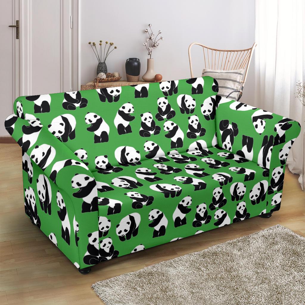 Panda Bear Pattern Themed Print Loveseat Slipcover-JTAMIGO.COM