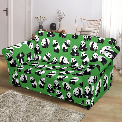 Panda Bear Pattern Themed Print Loveseat Slipcover-JTAMIGO.COM