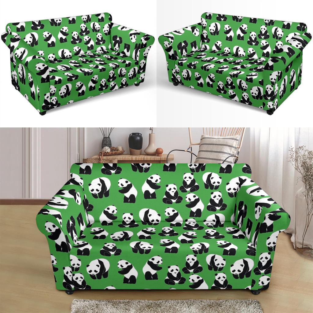 Panda Bear Pattern Themed Print Loveseat Slipcover-JTAMIGO.COM