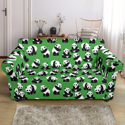 Panda Bear Pattern Themed Print Loveseat Slipcover-JTAMIGO.COM