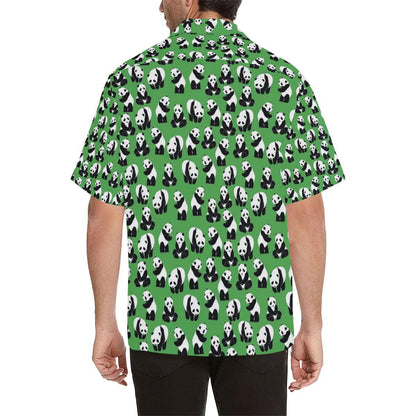 Panda Bear Pattern Themed Print Men Aloha Hawaiian Shirt