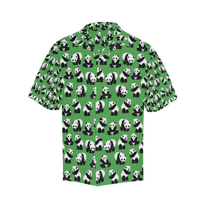 Panda Bear Pattern Themed Print Men Aloha Hawaiian Shirt