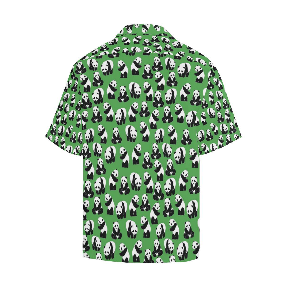 Panda Bear Pattern Themed Print Men Aloha Hawaiian Shirt