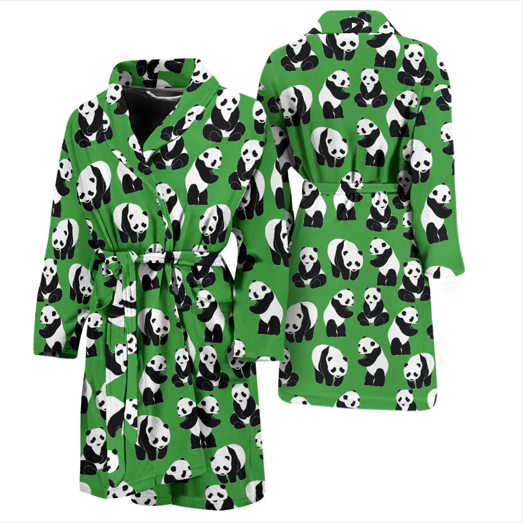 Panda Bear Pattern Themed Print Men Bath Robe-JTAMIGO.COM