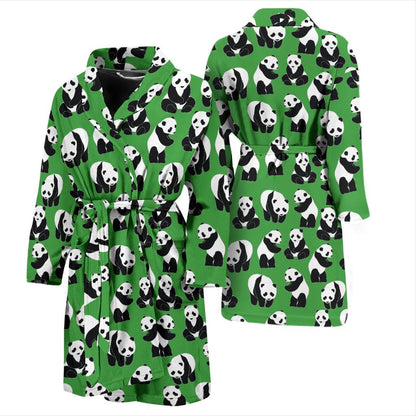 Panda Bear Pattern Themed Print Men Bath Robe-JTAMIGO.COM