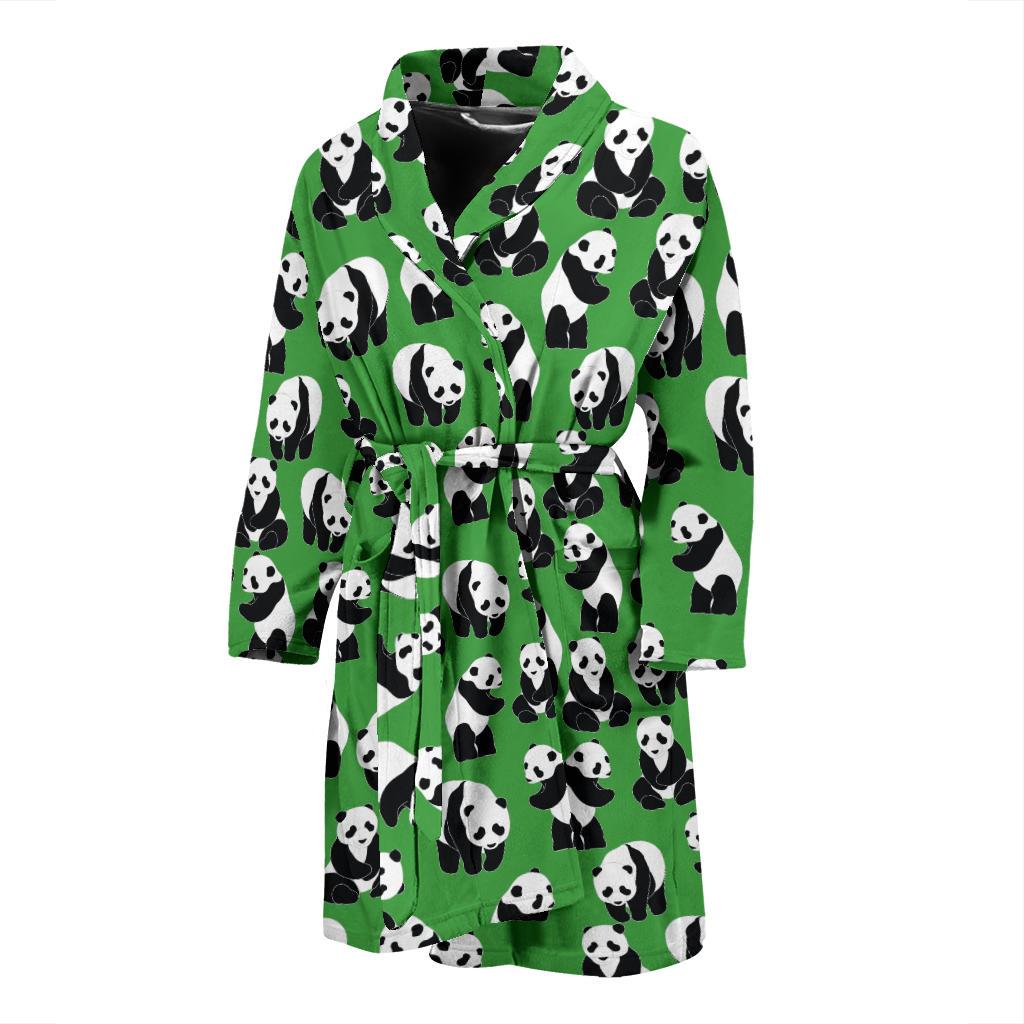 Panda Bear Pattern Themed Print Men Bath Robe-JTAMIGO.COM