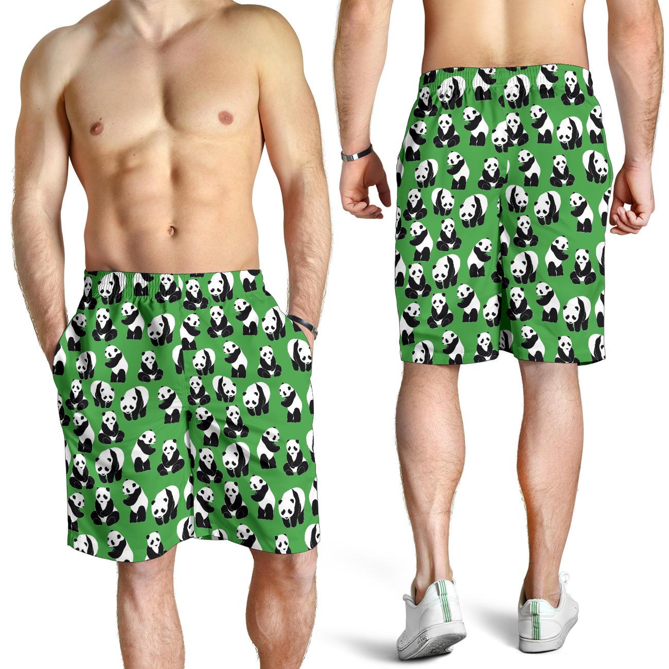 Panda Bear Pattern Themed Print Mens Shorts-JTAMIGO.COM