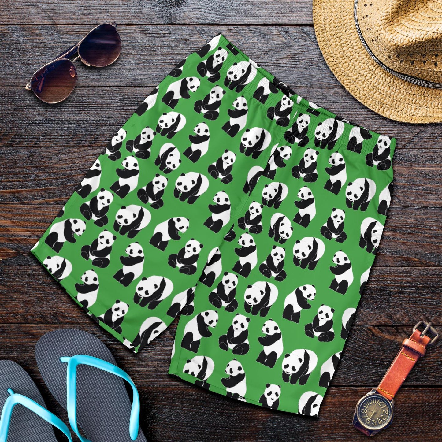 Panda Bear Pattern Themed Print Mens Shorts-JTAMIGO.COM