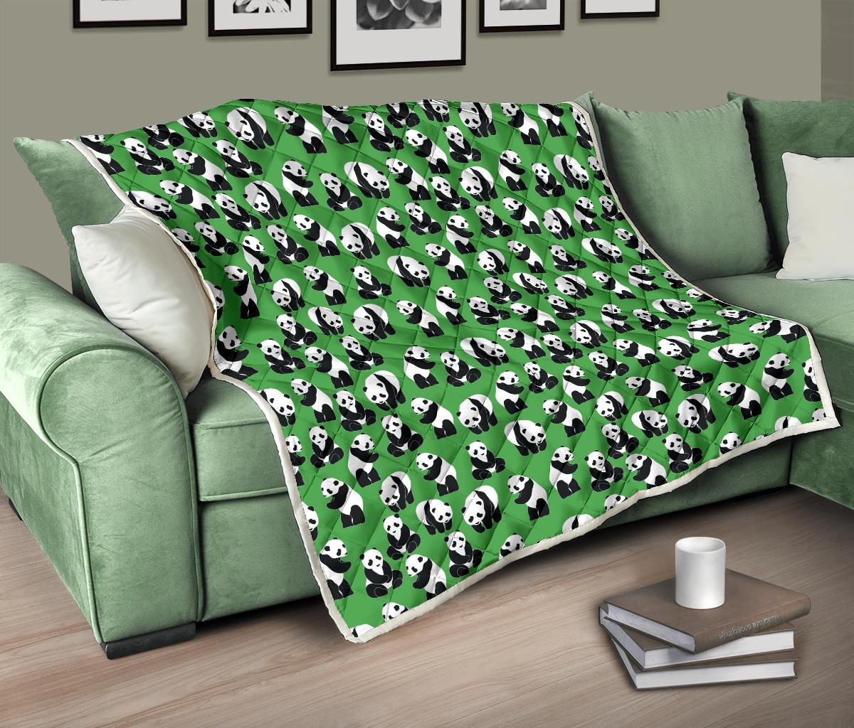 Panda Bear Pattern Themed Print Premium Quilt-JTAMIGO.COM