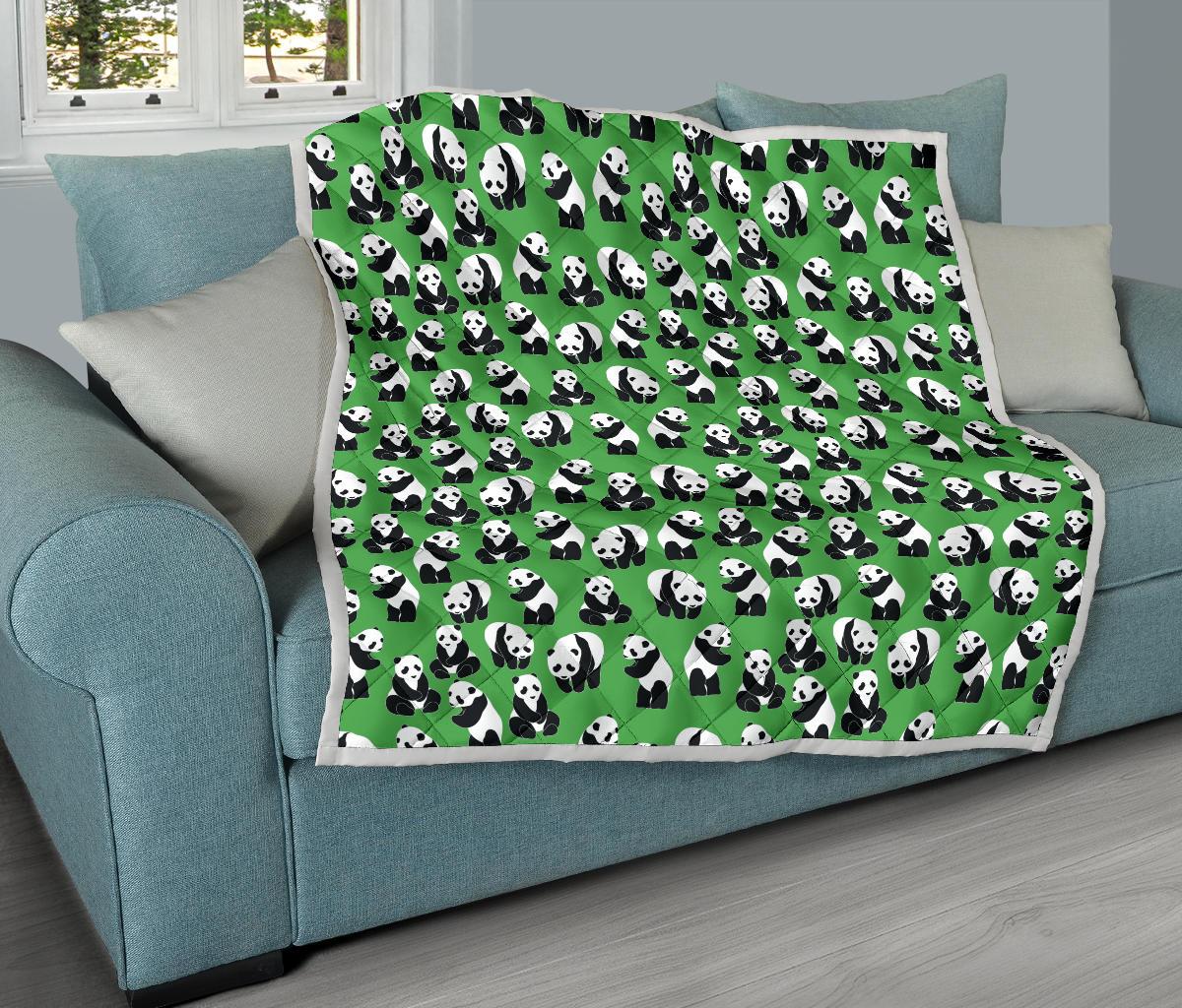 Panda Bear Pattern Themed Print Premium Quilt-JTAMIGO.COM