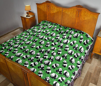 Panda Bear Pattern Themed Print Premium Quilt-JTAMIGO.COM