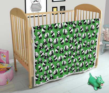 Panda Bear Pattern Themed Print Premium Quilt-JTAMIGO.COM