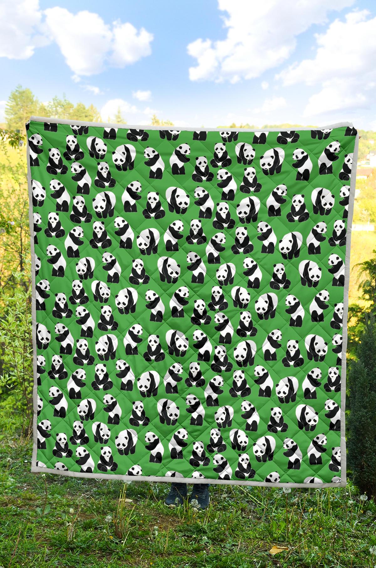 Panda Bear Pattern Themed Print Premium Quilt-JTAMIGO.COM