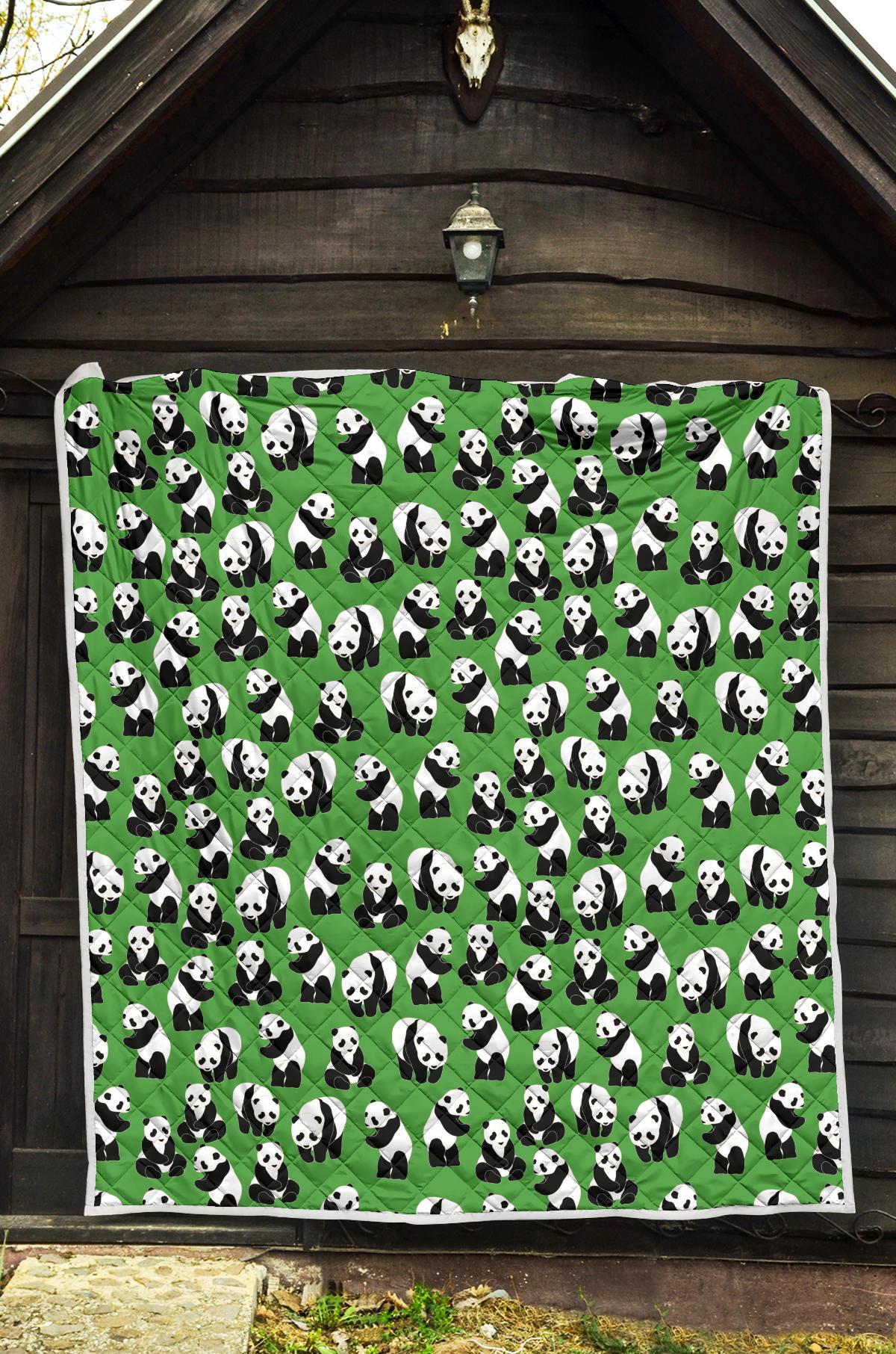 Panda Bear Pattern Themed Print Premium Quilt-JTAMIGO.COM