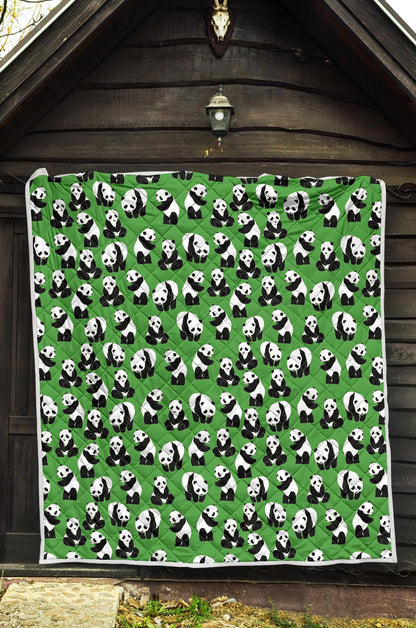 Panda Bear Pattern Themed Print Premium Quilt-JTAMIGO.COM