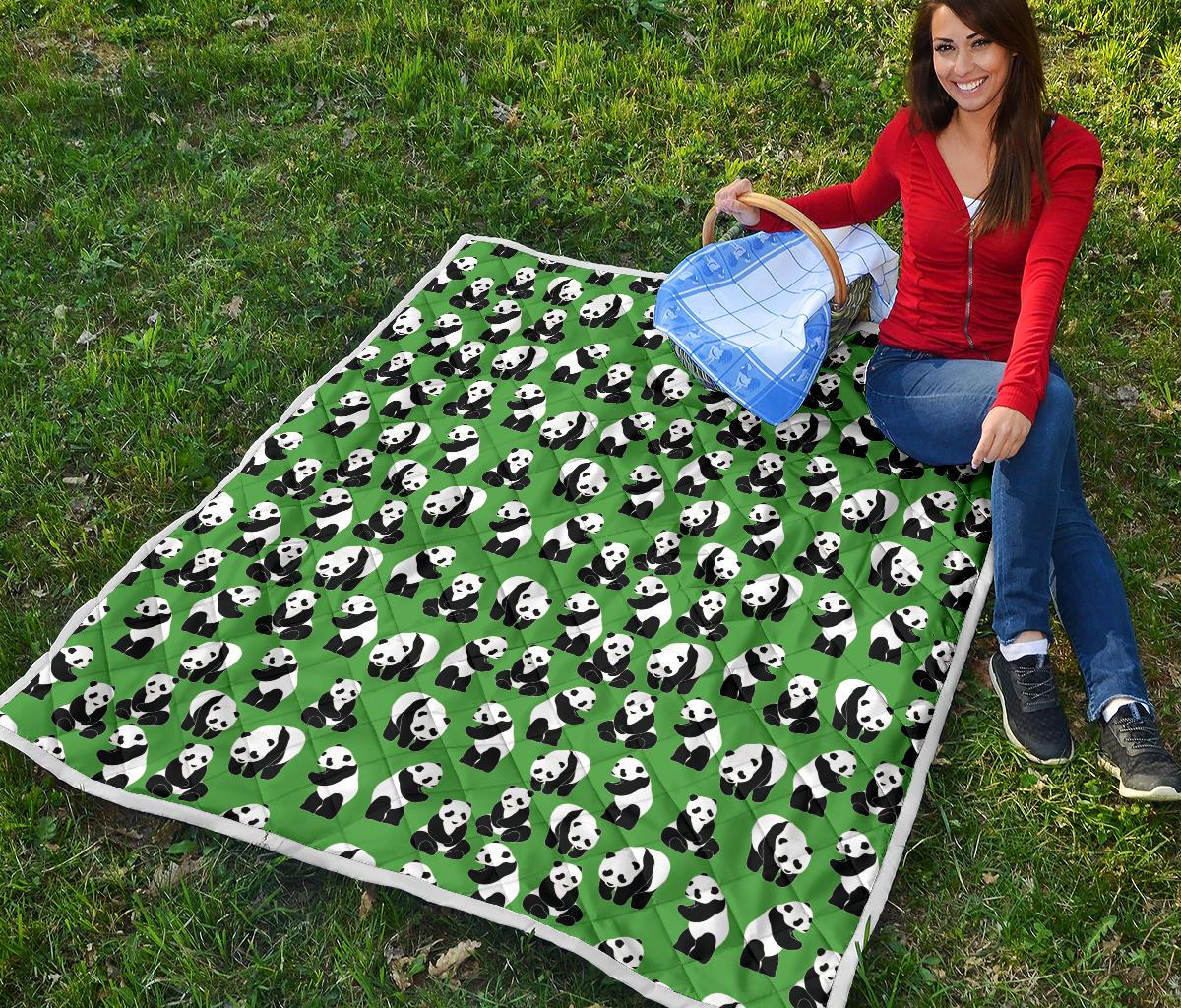 Panda Bear Pattern Themed Print Premium Quilt-JTAMIGO.COM