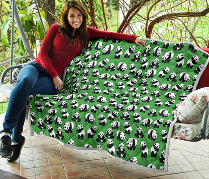 Panda Bear Pattern Themed Print Premium Quilt-JTAMIGO.COM