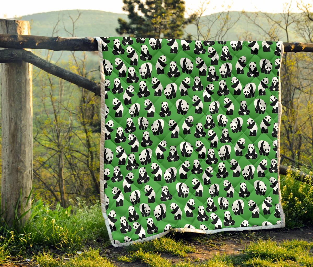 Panda Bear Pattern Themed Print Premium Quilt-JTAMIGO.COM