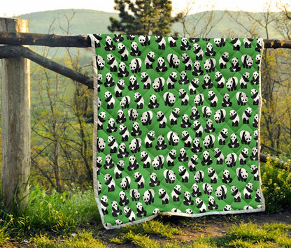 Panda Bear Pattern Themed Print Premium Quilt-JTAMIGO.COM