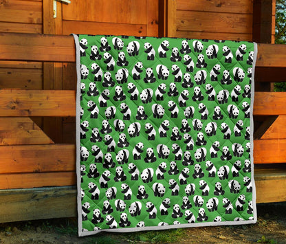 Panda Bear Pattern Themed Print Premium Quilt-JTAMIGO.COM