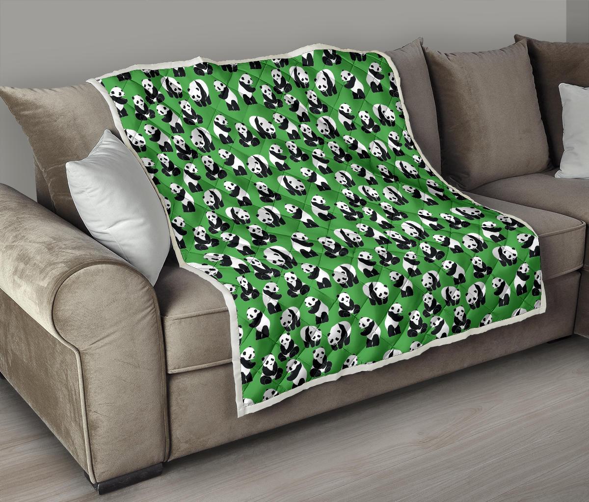 Panda Bear Pattern Themed Print Premium Quilt-JTAMIGO.COM