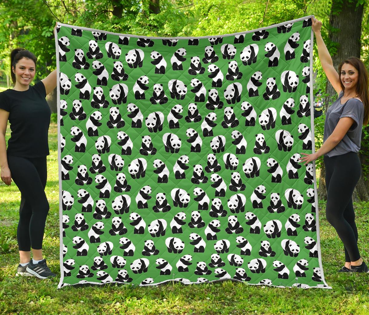 Panda Bear Pattern Themed Print Premium Quilt-JTAMIGO.COM