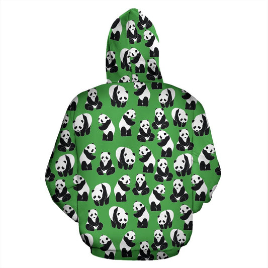 Panda Bear Pattern Themed Print Pullover Hoodie
