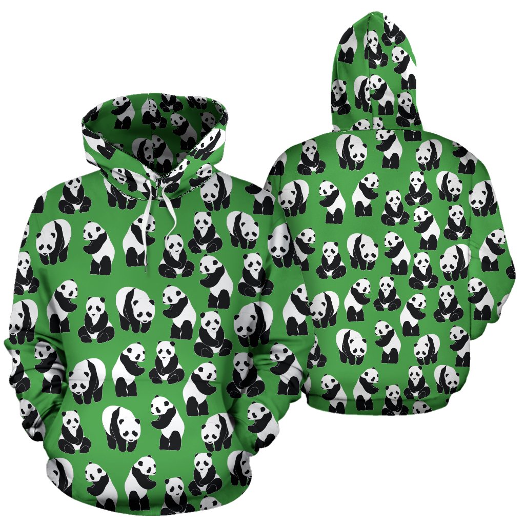 Panda Bear Pattern Themed Print Pullover Hoodie