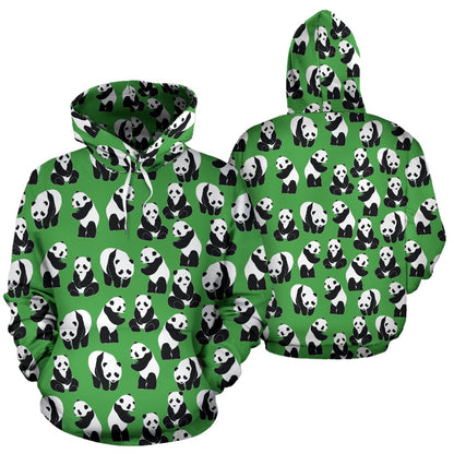 Panda Bear Pattern Themed Print Pullover Hoodie