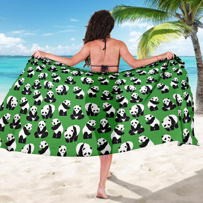 Panda Bear Pattern Themed Print Sarong Pareo Wrap