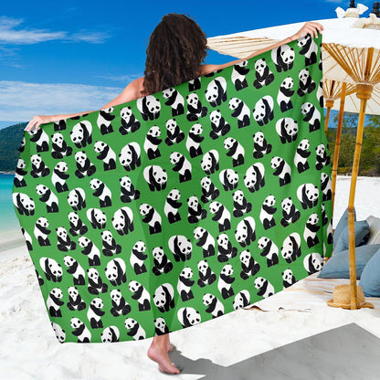 Panda Bear Pattern Themed Print Sarong Pareo Wrap