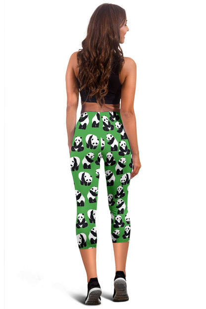 Panda Bear Pattern Themed Print Women Capris