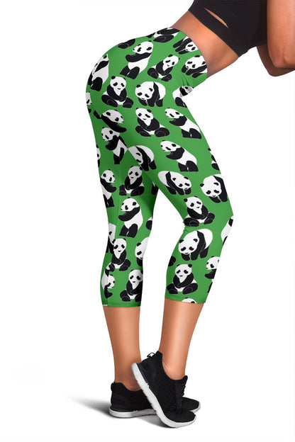 Panda Bear Pattern Themed Print Women Capris