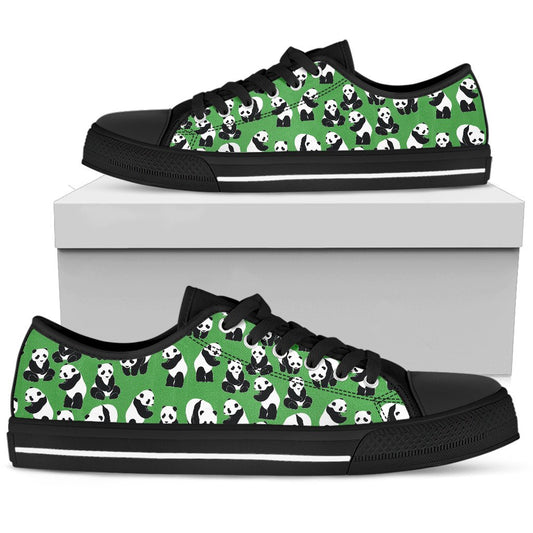 Panda Bear Pattern Themed Print Women Low Top Shoes-JTAMIGO.COM
