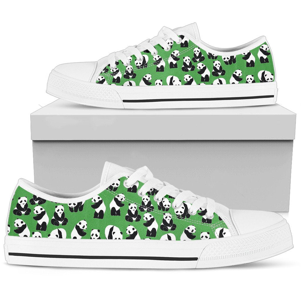 Panda Bear Pattern Themed Print Women Low Top Shoes-JTAMIGO.COM