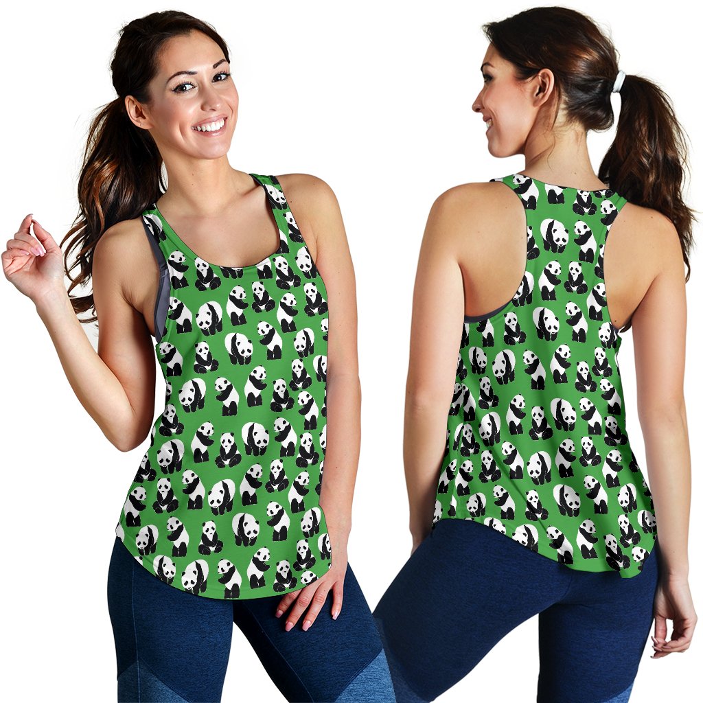 Panda Bear Pattern Themed Print Women Racerback Tank Top
