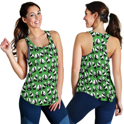 Panda Bear Pattern Themed Print Women Racerback Tank Top