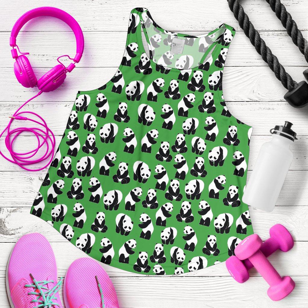 Panda Bear Pattern Themed Print Women Racerback Tank Top