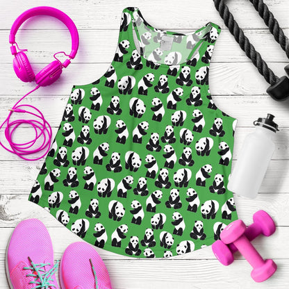 Panda Bear Pattern Themed Print Women Racerback Tank Top