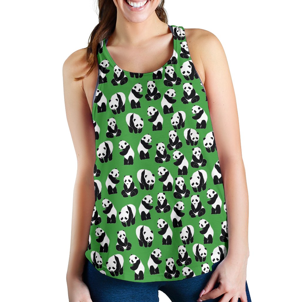 Panda Bear Pattern Themed Print Women Racerback Tank Top