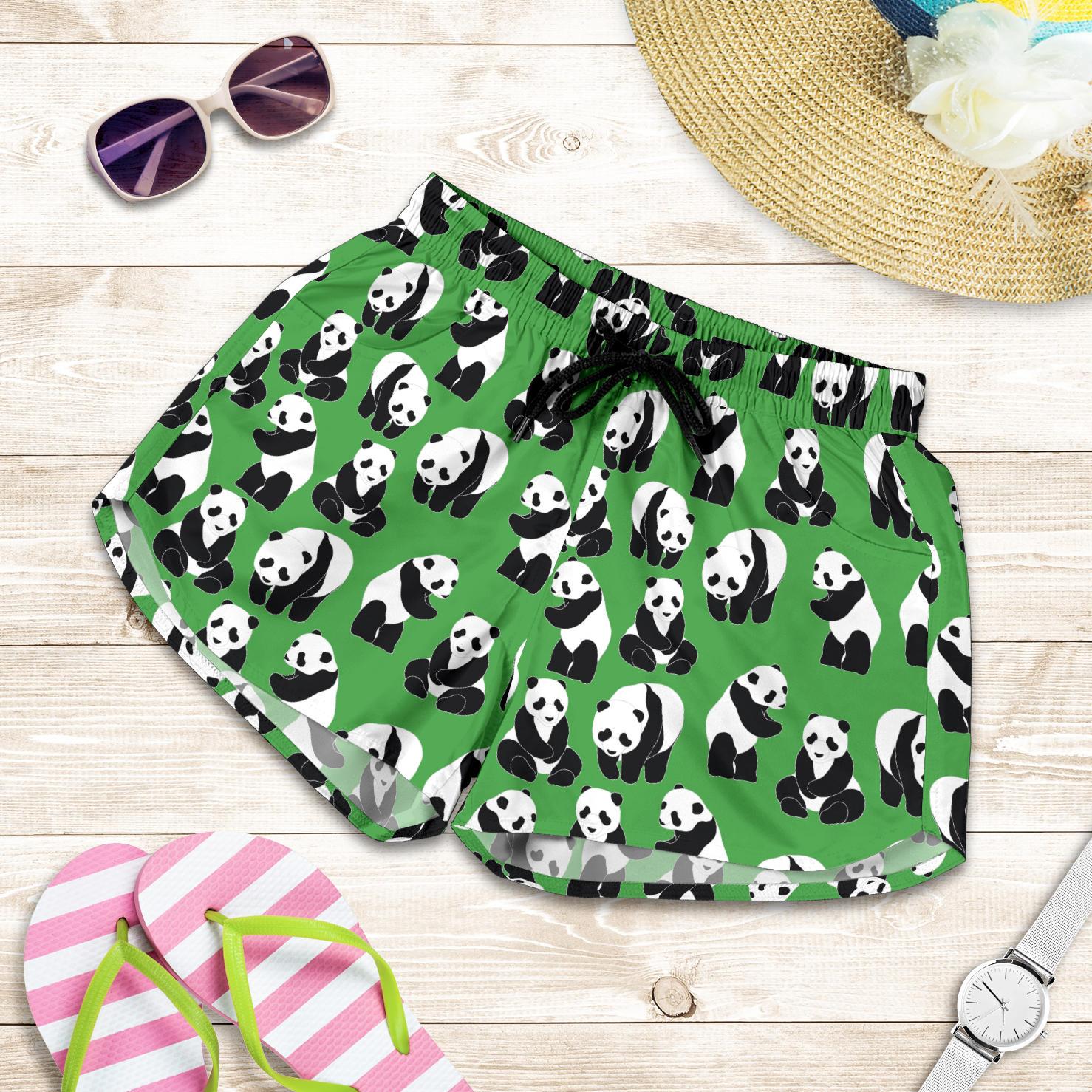 Panda Bear Pattern Themed Print Women Shorts-JTAMIGO.COM