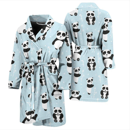 Panda Pattern Print Design A01 Men Bathrobe-JORJUNE.COM