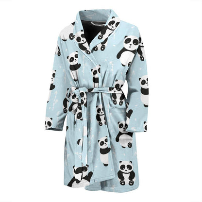 Panda Pattern Print Design A01 Men Bathrobe-JORJUNE.COM