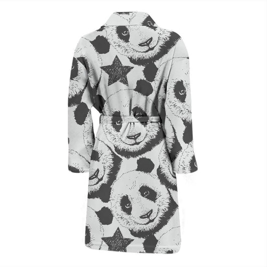 Panda Pattern Print Design A02 Men Bathrobe-JORJUNE.COM