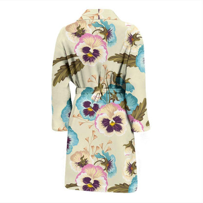 Pansy Pattern Print Design A02 Men Bathrobe-JORJUNE.COM