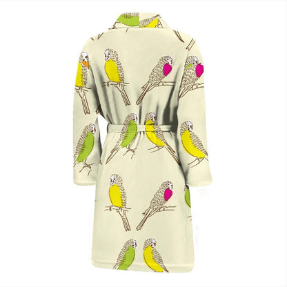 Parakeet Pattern Print Design A01 Men Bathrobe-JORJUNE.COM